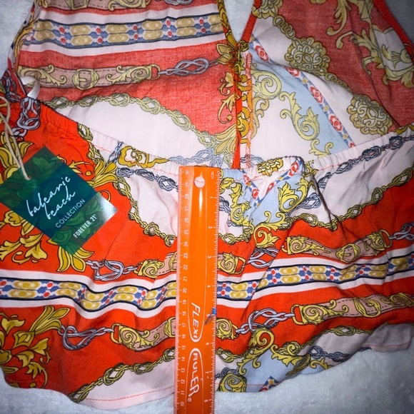 (NWT) Forever 21 - Halter tie top, orange, multi-colored - Picture 5 of 6